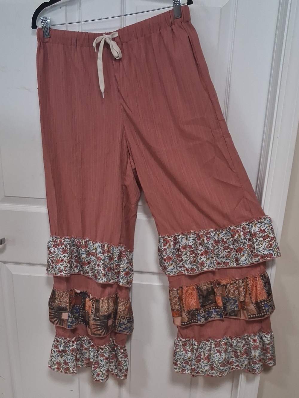 Women’s Ruffle Hem Wide-Leg Pants - Dusty Rose